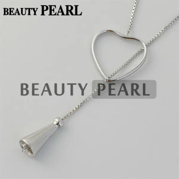 Bulk of Sterling 925 Silver Box Chain Heart Pendant Mounting Necklace Jewellery Necklace Blanks for Pearls