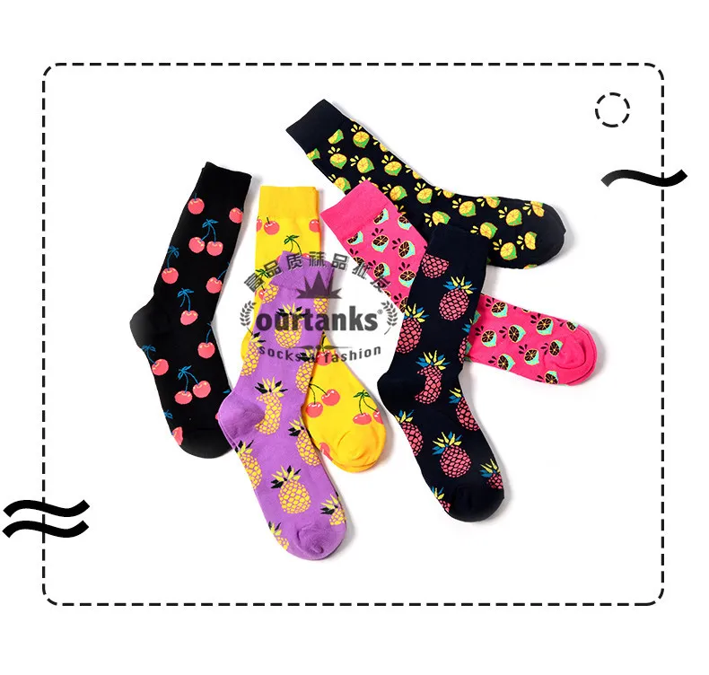 2017 cotton jacquard fruit socks women fashion cute pineapple cherry lemon food socks new design lovely novelty socks