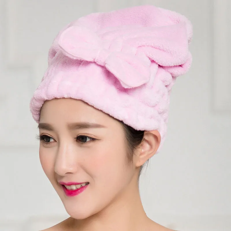 Vente en gros - 21x25cm robe de chambre femmes sèche-cheveux tête chapeau pour filles bain salle de bain tresse-chapeau chapeaux hommes bonnet de douche femme os DS