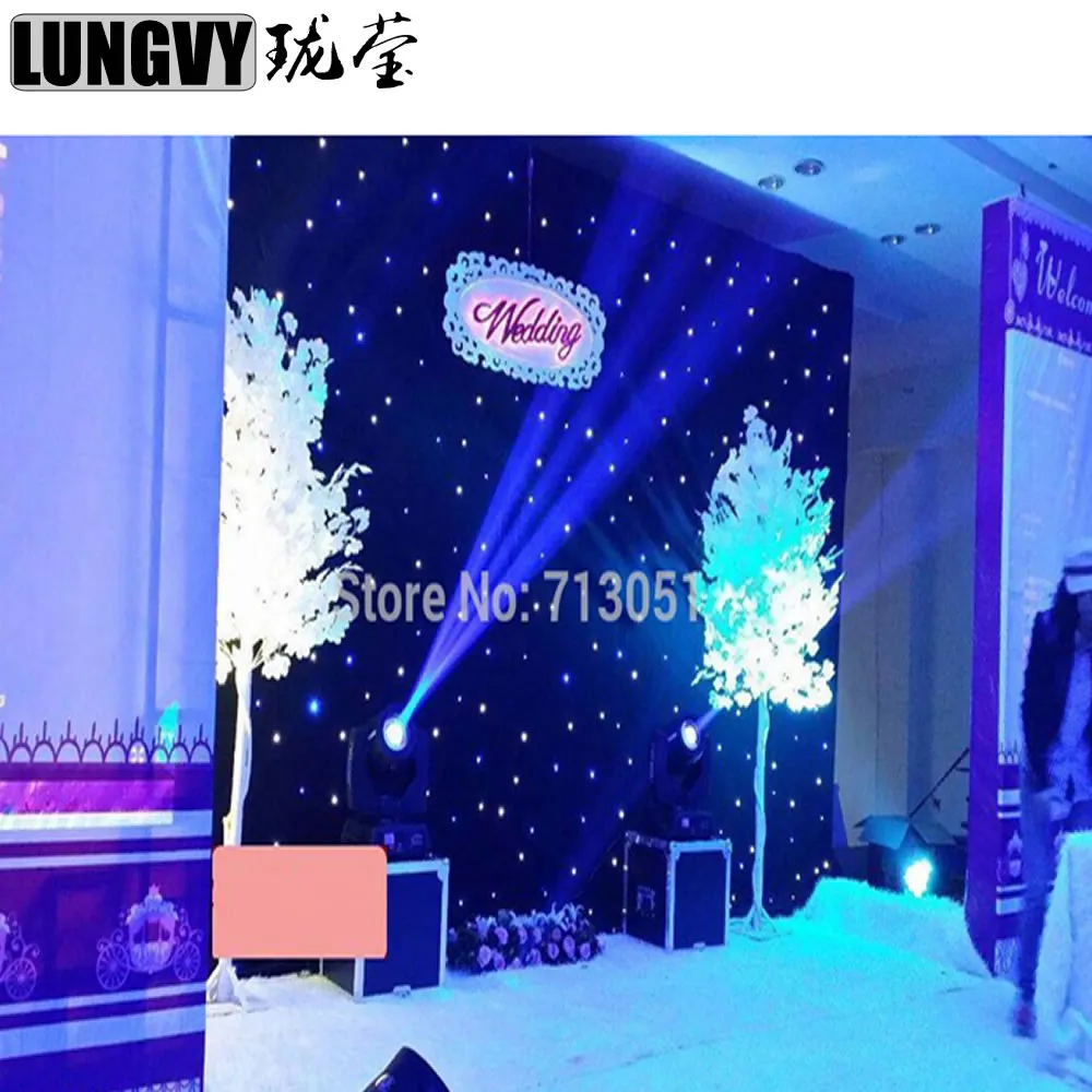 結婚式のクリスマスパーティーのためのDMXコントローラーが付いている2mx3m LEDステージドレープLEDの星の布のカーテン背景の背景画面