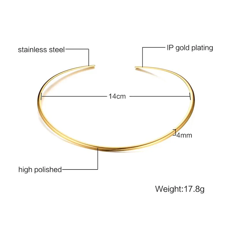 Gold-Farbe Offene Drehmomente Halsketten Mode Edelstahl Halsband Für Frauen Partei Schmuck Sommer Stil