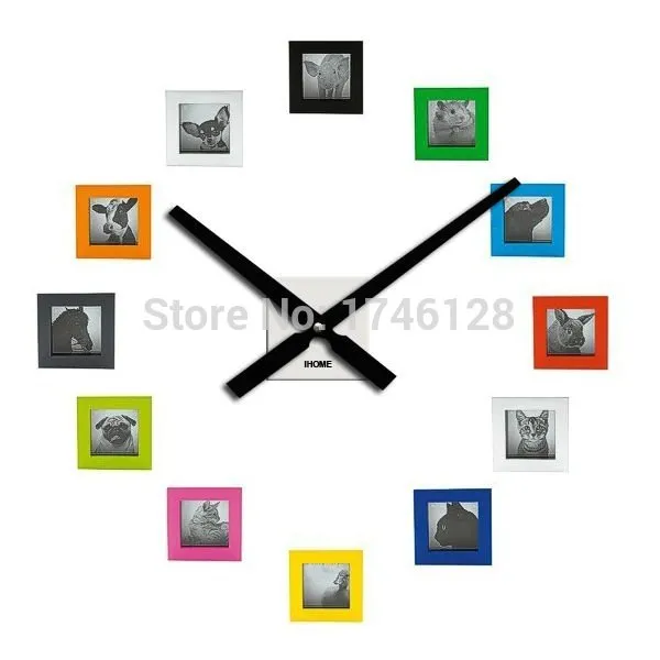 Vente en gros - Horloge murale en métal 60cm bricolage photo cadre photo horloge de salon décoration mécanisme de quartz Horloge