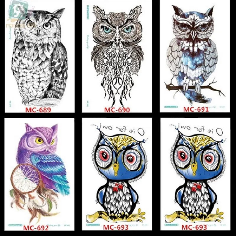 19*12cm Temporary fake tattoos Waterproof tattoo stickers body art Painting for party decoration etc mixed vintage owl