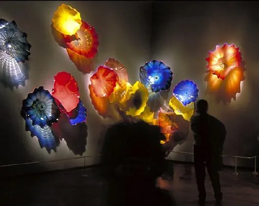 Wspaniały Dekoracja Domu Murano Kwiat Lampy Płyta Sztuki Ręcznie Dmuchane Multicolor Szkło Wiszące Płyty Wall Art