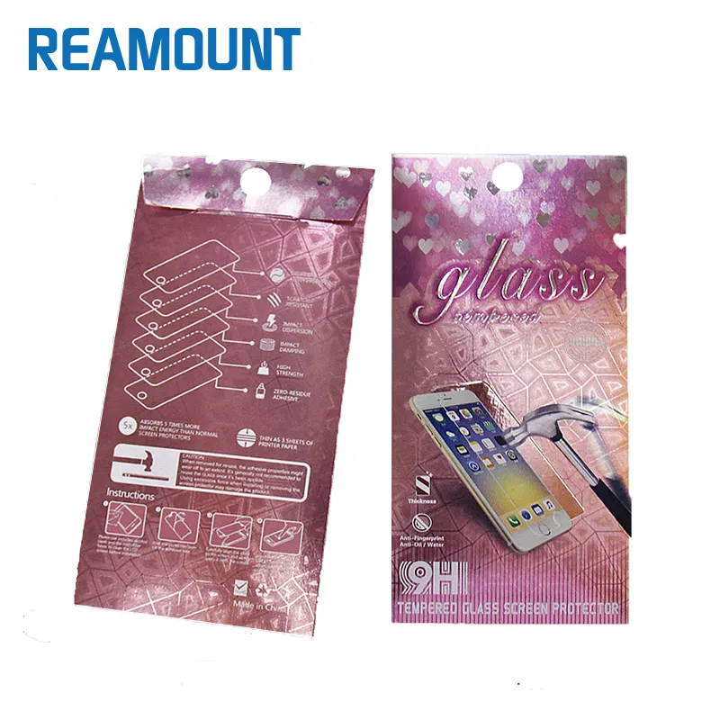 Embalagem de papel de logotipo de impressão de moda para protetor de tela Celulares de embalagem de tela de vidro temperado premium para iphone 7 7Plus