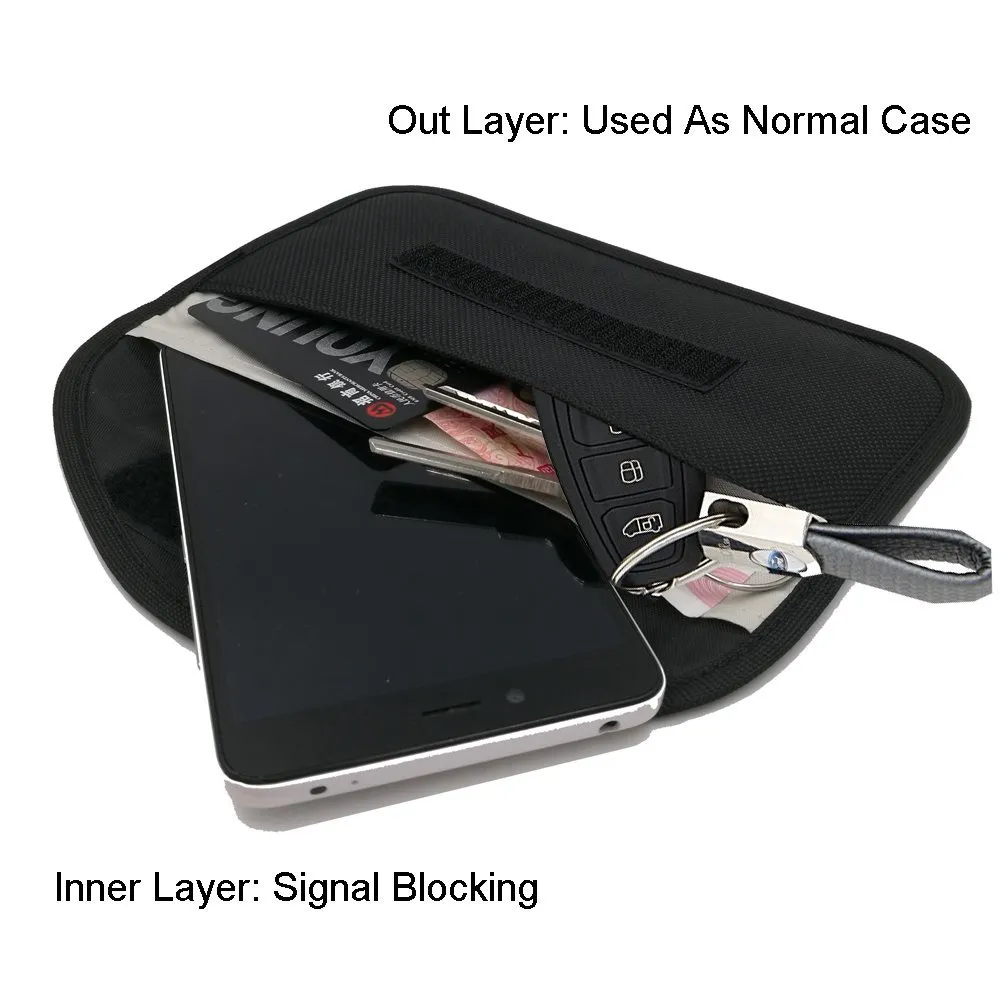 Nyaste anti-strålningsväskor Anti-Tracking Pochs Anti-Spying Case GPS RFID Wallet Mobiltelefonkort Kort Skyddsficka för iPhone Hög kvalitet