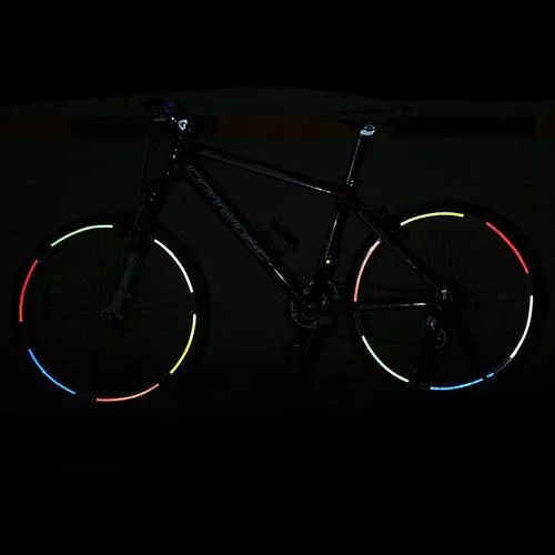 B014 Fluorescente MTB Bike Fiets Motorfiets Wiel Tire Tire Reflecterende Stickers Strip Decal Tape Safety Silver Fashion