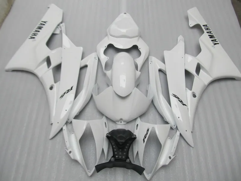 Injektionsgjutningssats för Yamaha YZF R6 2006 2007 White Fairings Set YZFR6 06 07 OT01