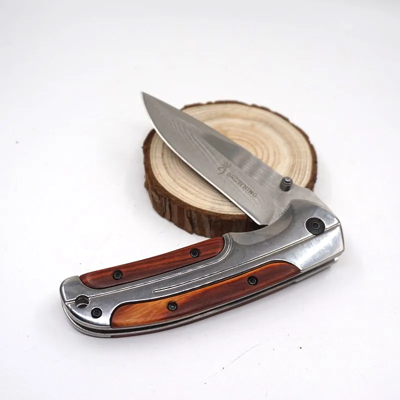 Browning DA43 Folding Kniv 3CR13 Blad Rosewood Handtag Titan Tactical Kniv Pocket Jakt Survival Kniv Camping EDC verktyg