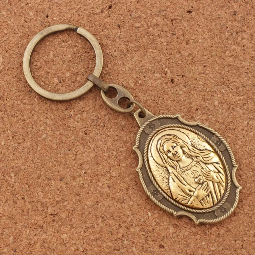 Mirakulous Vår Fru av Grace Jungfru Mary 2 tums nyckelringar Travel Protection Medal Keychain K1738 12Colors katolicism