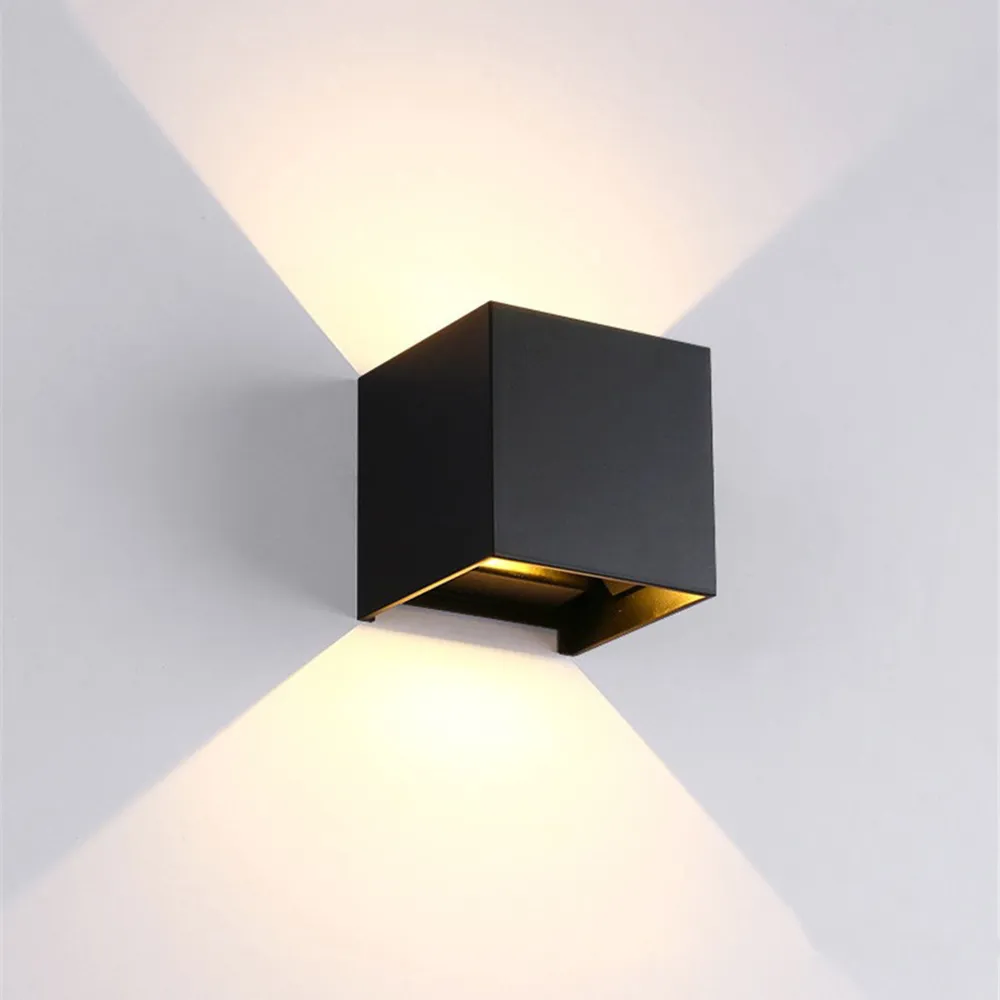 Modern À Prova D 'Água Cubo Ajustável 12 W COB ao ar livre LEVOU lâmpada de parede IP65 Alumínio Luzes de Parede Jardim alpendre Sconce Decoração Luz