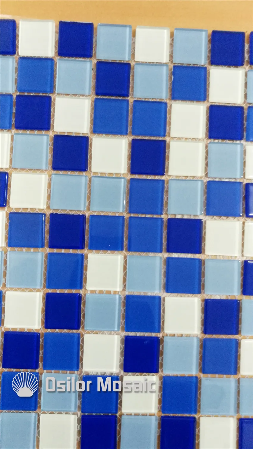 azul e branco misto de cristal e mosaico de vidro para banheiro e cozinha piscina azulejo de parede 25x25mm 4 metros quadrados por lo242U