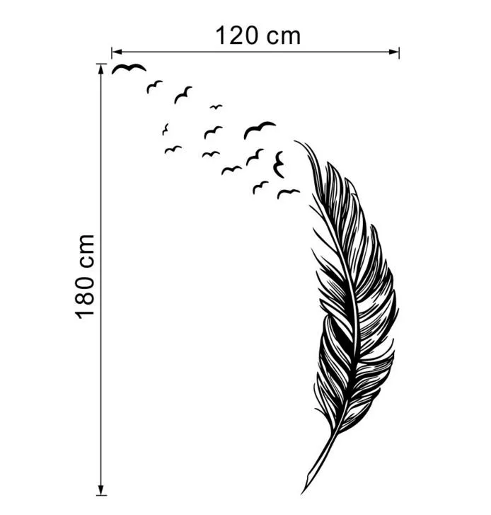 Birds Flying Feather Wall Stickers Removable Bedroom Home Decal Mural Art Decor Wedding Party Background Decorations 47"x71"