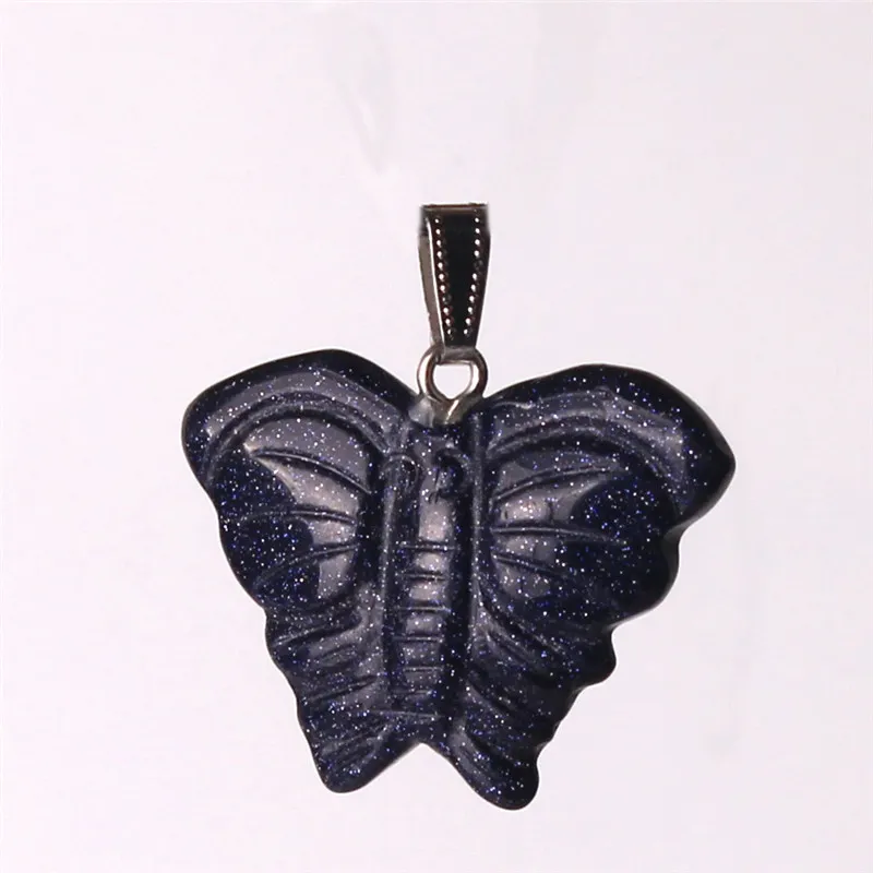 Handgemaakte nieuwe Bohemen Mode Populaire Crystal Hanger Animal Butterfly Gemaakt van Semi Gems Opal Rose Quartz Sieraden Dames Mannen Gratis Verzending