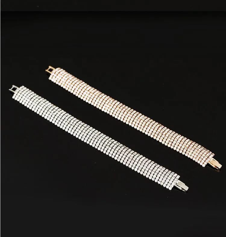 New Arrival Luxury Rhinestones Stretch Bangle Wedding Bracelets Bridal Jewelry Cheap Crystals Bracelet For Bride Evening Prom Party