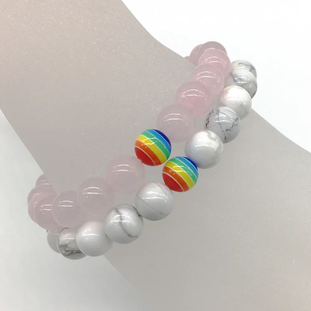 Sn1210 Fashion 2018 Rainbow Chakra Candy Färg Armband Energi Howlite Rose Crystal Healing Yoga Armband Partihandel