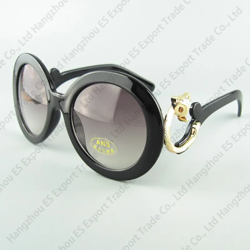 Fashion Women Sunglasses Big Round Frame With Clouds Temples Sun Glasses Fox Head Decoration Retail Free Ship