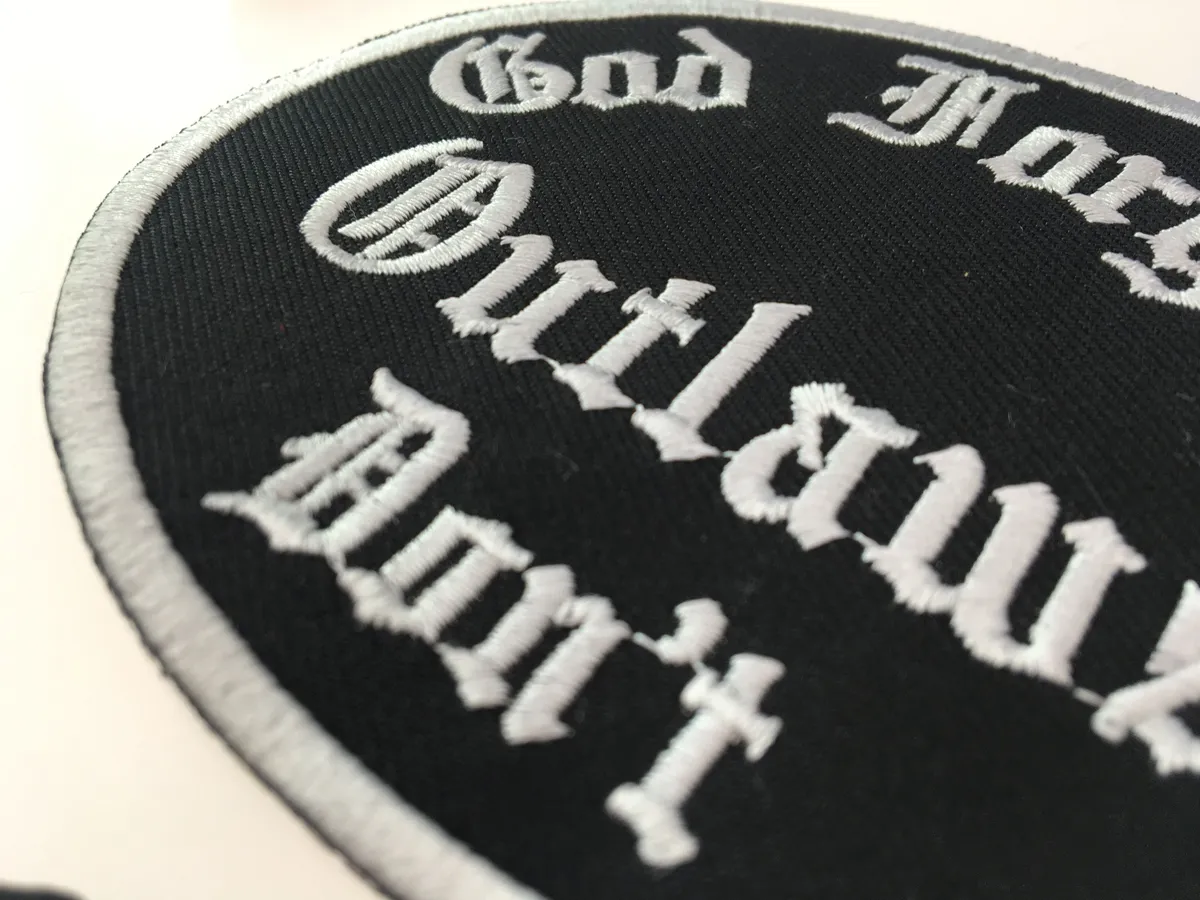 Outlaw Chicago Forgives Embroidered Iron On Patches Fashion Big Size For Biker Jacket Full Back Custom Patch2609