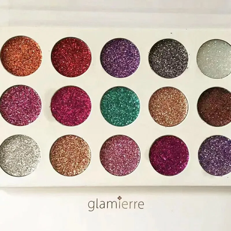 Mode Eye Beauty 15 Färger Glitters Ögonskugga Diamond Rainbow Make up Kosmetisk pressad glitter Ögonskuggmagnetpalett