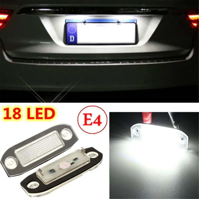 2Pcs/lot 18 LED Licence Plate Light Number Lamp For Volvo S40 S60 S80 V50 XC60 XC70 XC90 V50 E-marked White