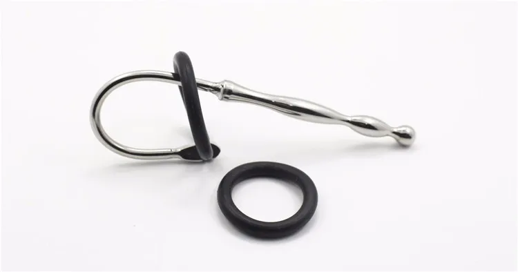 Latest Male Stainless Steel Urethral Sounding Stretching Stimulate Bead Dilator Penis Plug With Cock Ring BDSM Sex T8892234