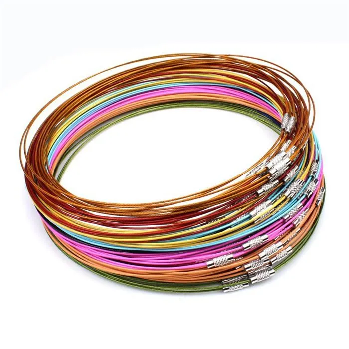 Mélange multicolore en acier inoxydable fil cordon colliers chaînes bijoux 45CM bijoux bricolage Cierres Para Collares B059