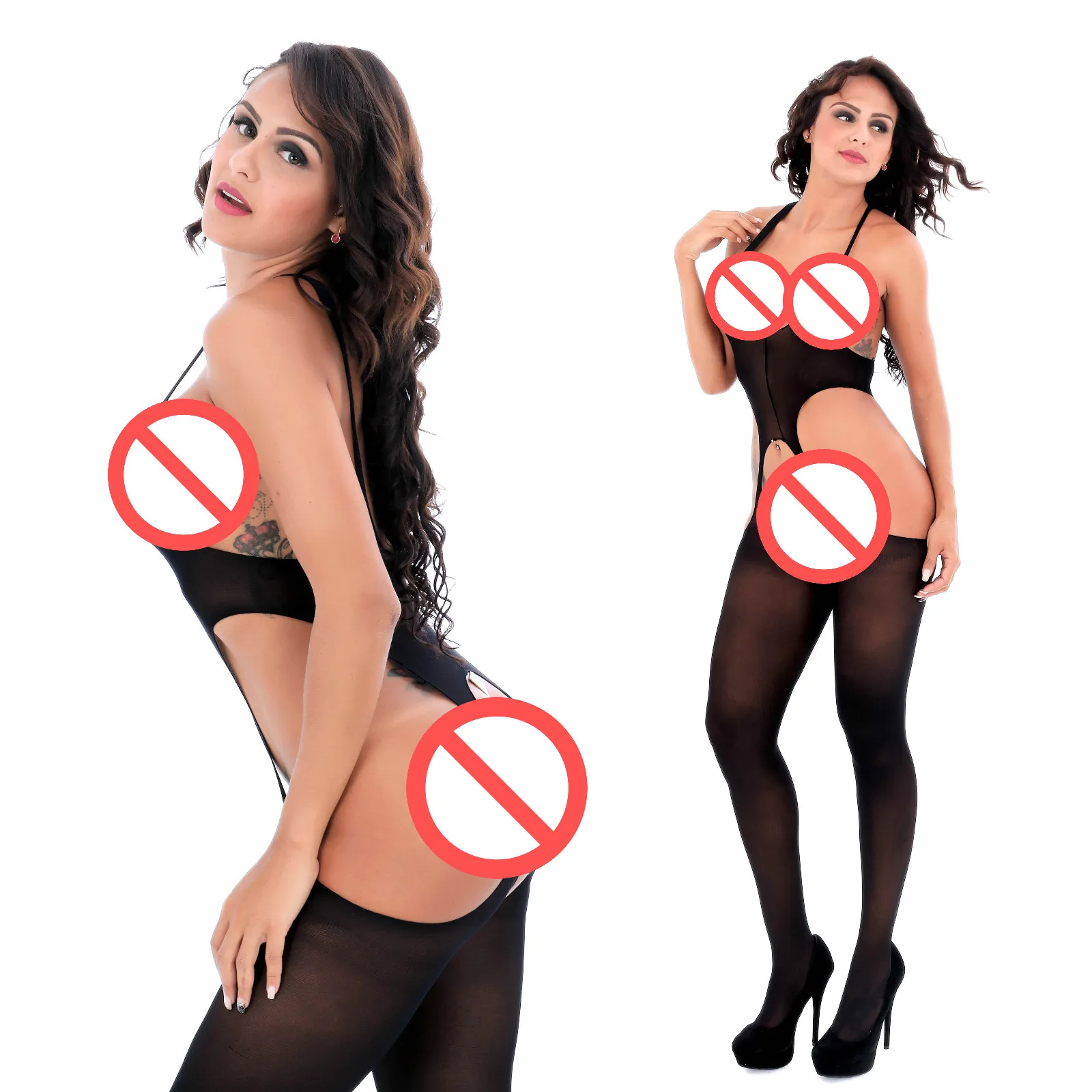 Mujeres Sexy Bodystockings Lencería Fishnet Hollow Out Sin mangas Crotchless Lady Chemise Ropa de dormir Ropa interior Pijamas de entrepierna abierta Lencería