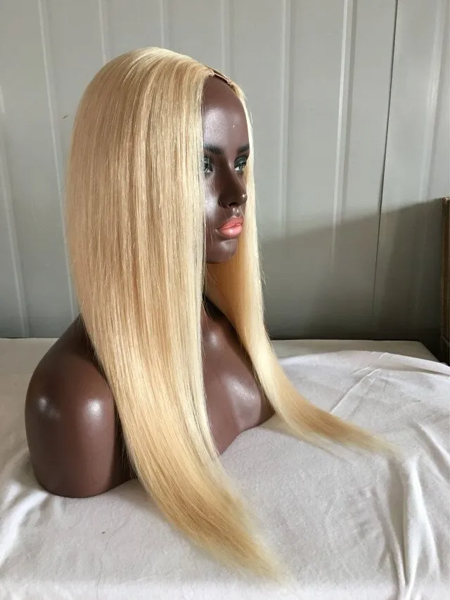 613 lightest blonde u part wigs grade 7a brazilian virgin hair 130 density silky straight human hair upart wig for white women