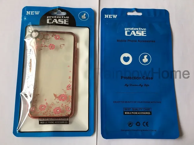 Zip Zipper Lock Plastpåse Retail Package Box Opp Bag för iPhone XS Max XR 8 plus Samsung S8 S9 Telefon Läderfodral