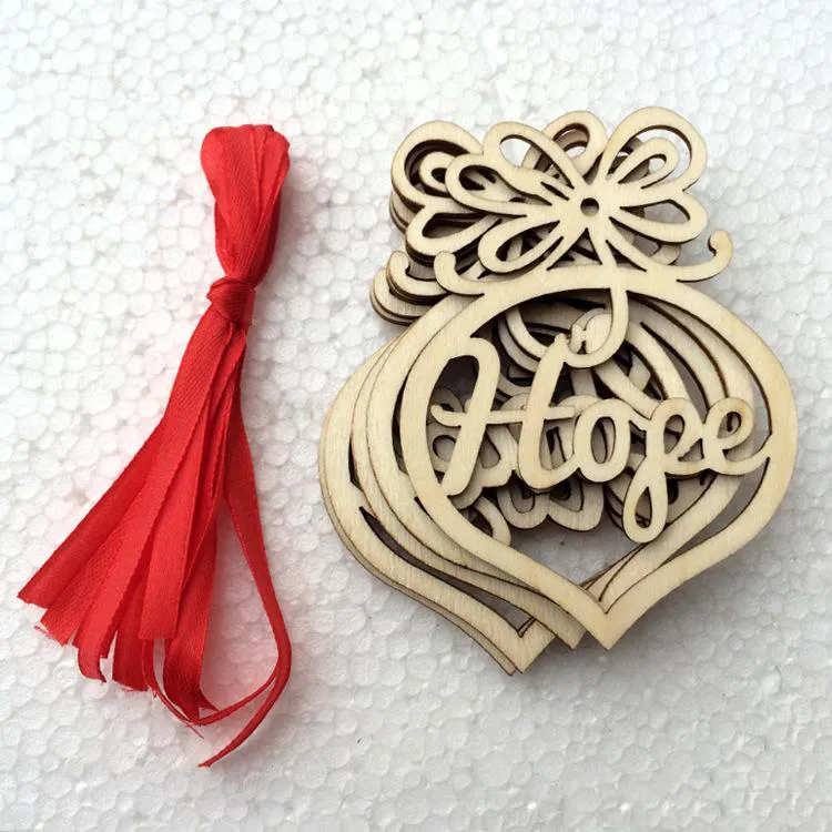 List świąteczny drewniany serc bąbelek ornament ozdoby choinki ozdoby domowe ozdoby wiszące prezent, 6 szt. Na torbę op286