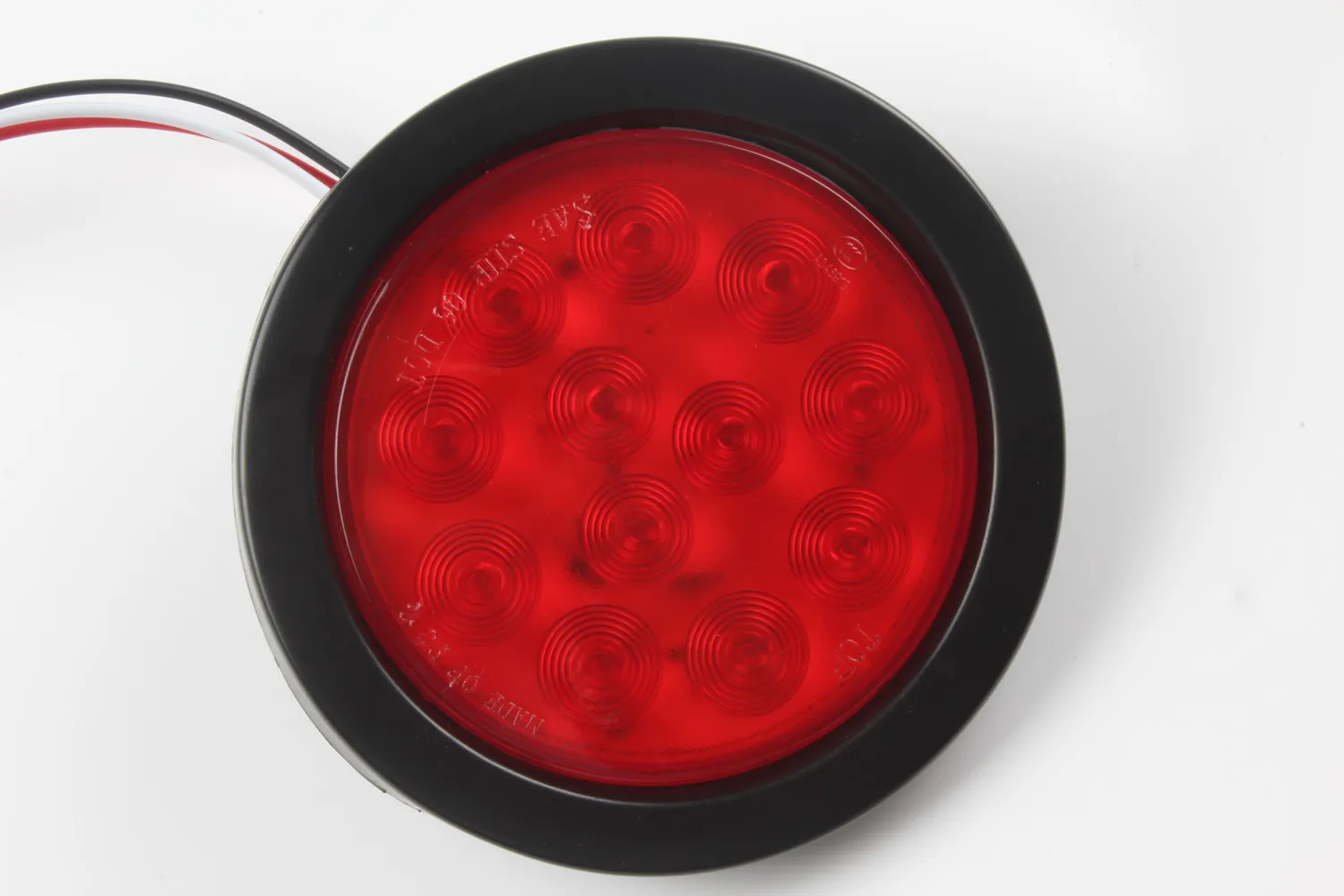 4 inch Round Red 12 LED Stop Turn Tail Light Flush Mount Truck Trailer, Plug for Truck Trailer DC 12V