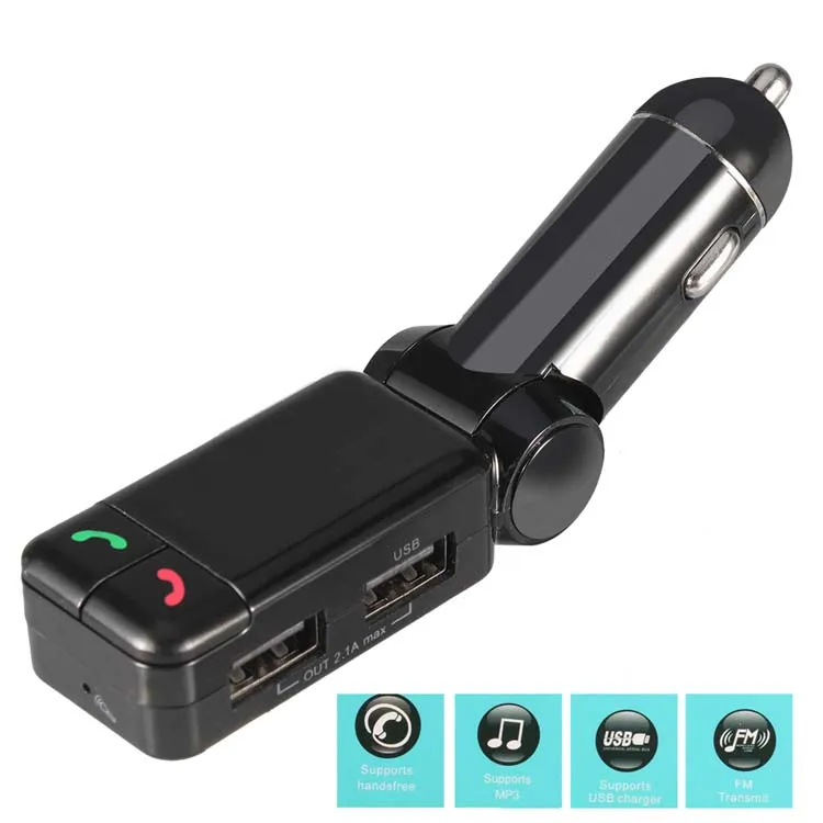 BC06 Car Charger Bluetooth FM Transmitter Dual USB Port In Car Bluetooth Receiver MP3 Player with Bluetooth Handsfreee Calling in Retail Box