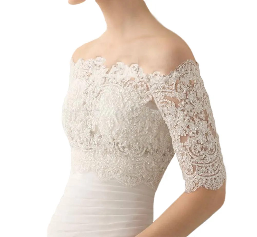 Vente hors de l'épaule enveloppes de mariée châle de mariage boléro veste sur mesure accessoires de mariage mariage dentelle haussement d'épaules Jacket3277