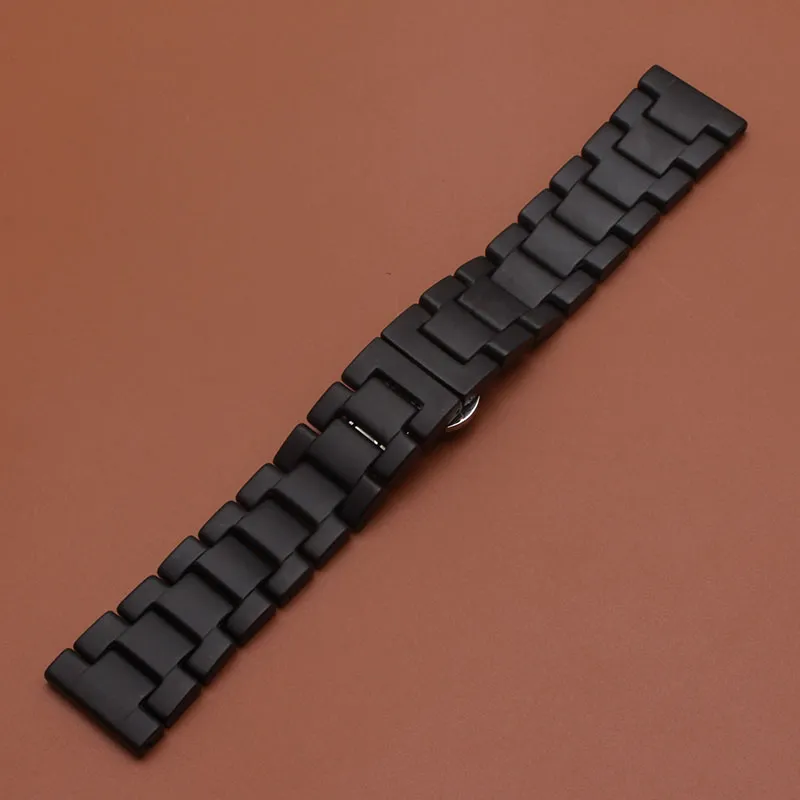 Watch bands Strap Bracelet watchband black ceramic Matte Unpolished Accessories 16mm 18mm 20mm 22mm High Quality Stainless steel buckle silver deployment mens