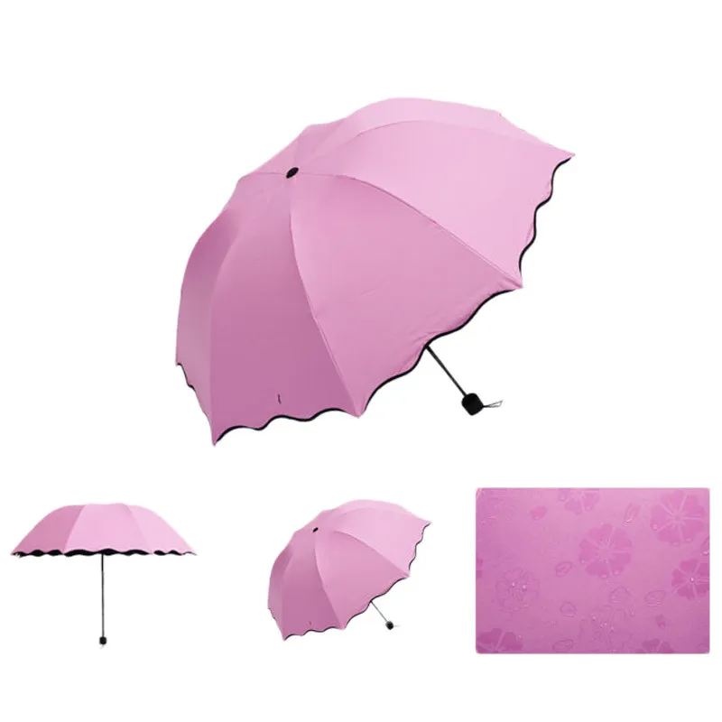 Yeni Lady Prenses Sihirli Çiçekler Dome Şemsiye Güneş / Yağmur Katlanır Şemsiye Prain Kadınlar Şeffaf Şemsiye Parapluie Muşta