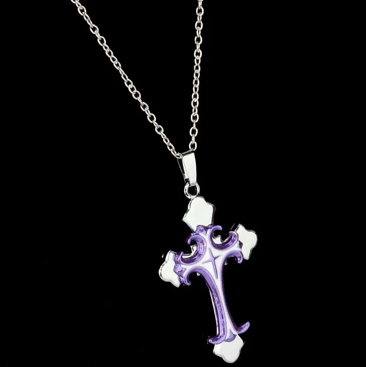 Christian Plating Drops Cross Pendant Necklace Short section GSFN020 with chain 