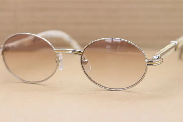 النظارات الشمسية العلامة التجارية الشهيرة الأبيض بافالو القرن نظارات ريترو خمر النظارات المستديرة النظارات الشمسية أكبر أزياء 57MM مع القضية الأصلية