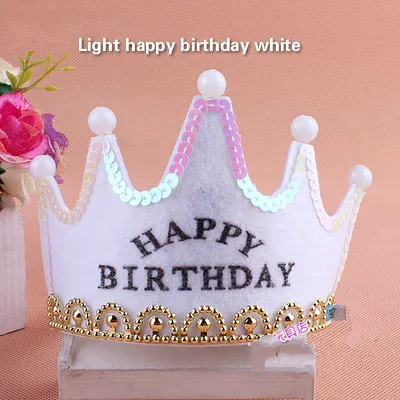 Non-Woven fabrics Led light birthday hat celebration hat crown girls and boys are in common use Festive & Party Supplies wholesale