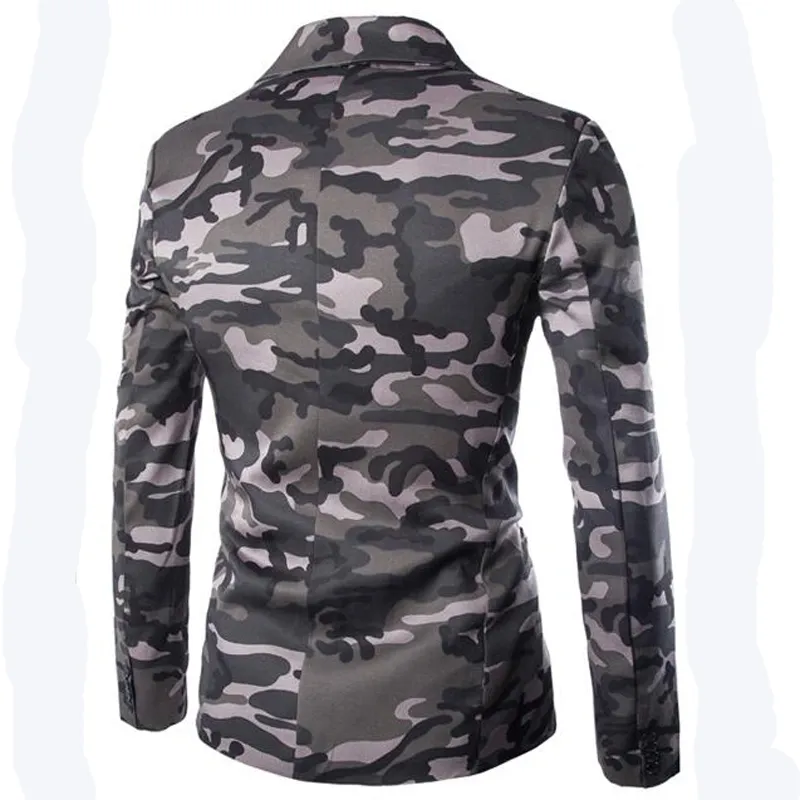 Giacca da uomo nuova giacca slim fit giacca da uomo moda blazer mimetico stile casual giacca militare a bottone singolo uomo265P