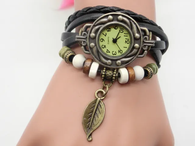 Partihandel / Mix Tree Leaf Pendant Watch Kvinnor Armband Quartz Klockor Ladies Armbandsur Lp008