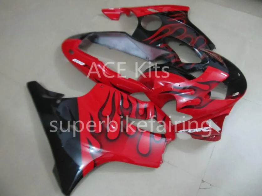 Honda 용 CBR600F4 99 00 CBR 600F4 CBR600 1999 2000 ABS 오토바이 페어링 블랙 레드 화염 AA29