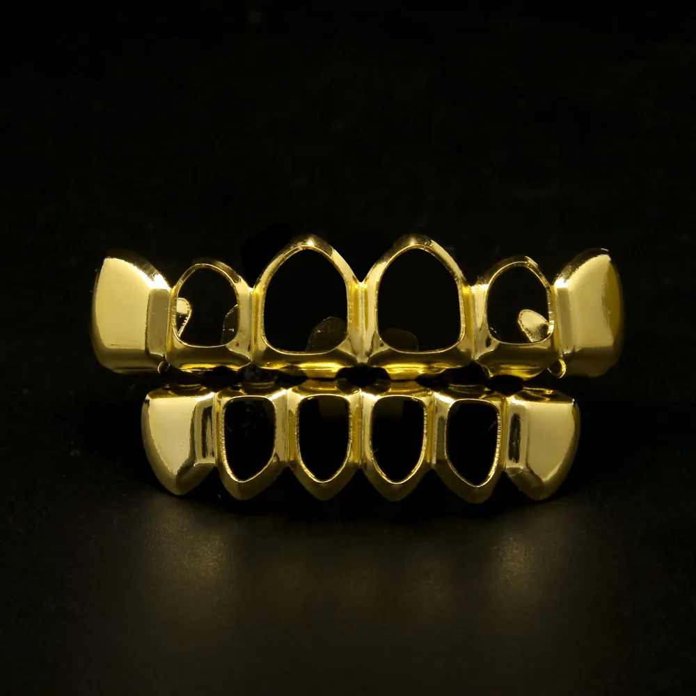 Bio Copper Hour Hollow Gold Plated Hip Hop Jewelry Teeth Grillz Caps Top & Bottom Golden Grills Set Tooth Socket Partyy_ipsvogv.com