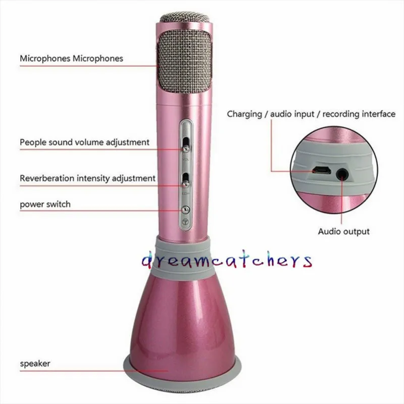 Wireless Bluetooth K068 Microphone With Mic Speaker Condenser Mini Karaoke Player KTV Singing Record for Android IOS Phone Computer