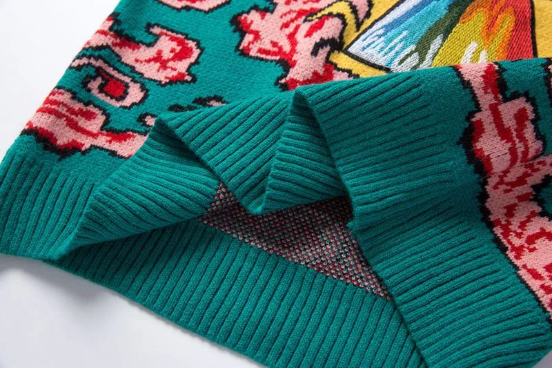 Maglione della passerella 2018 Maglioni stile celebrità Regular Manica lunga Girocollo Verde Moda Pannelli Abbigliamento donna 1
