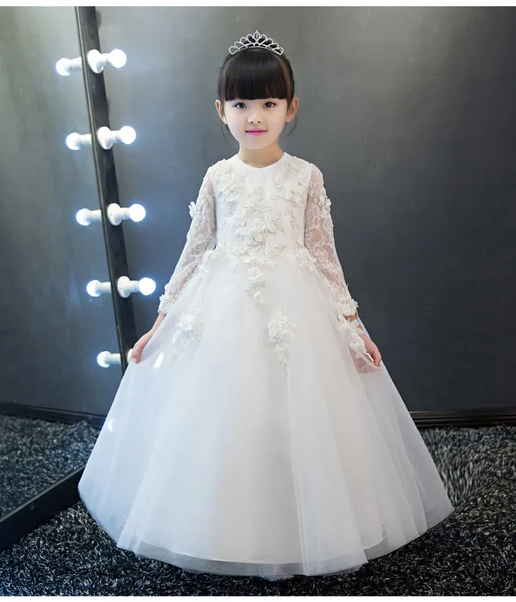 Nouvelle Arrivée Rose Tulle Exquis Dentelle Fleur Fille Robe Cheville Longueur Baptême Fête De Bal Princesse robe Filles De Mariage Robe D'anniversaire