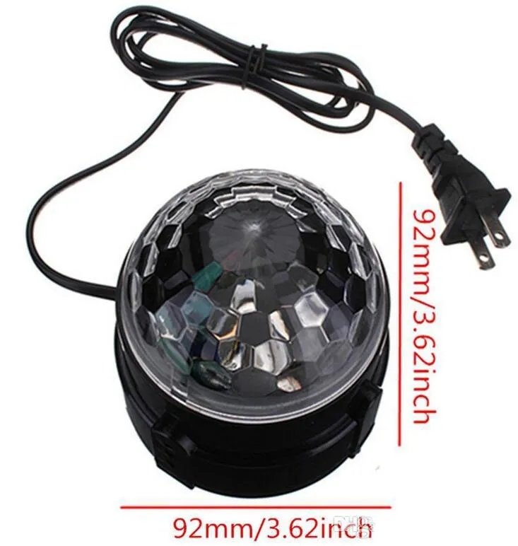 Mini RGB LED Crystal Magic Ball Stage Effect Lighting Lamp Party Disco Club DJ Bar Light Show 100-240V US Plug