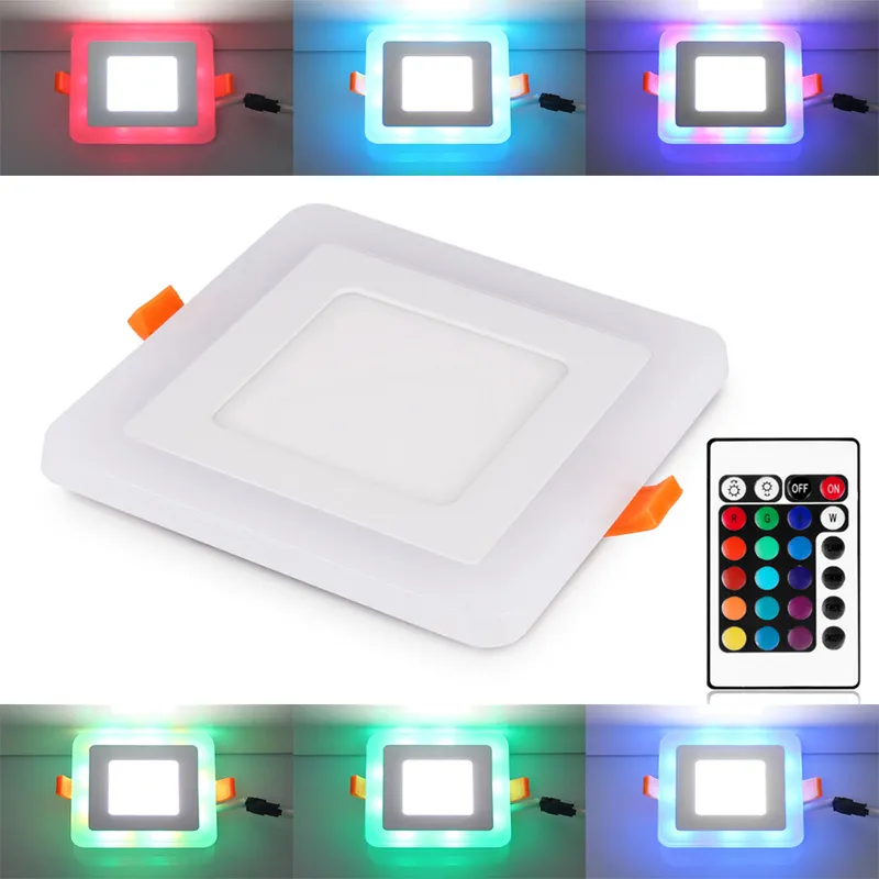 RGB-LED-Panel-Leuchte, 100–265 V, Deckenleuchte + 24-Tasten-Controller, Oberfläche/Deckeneinbau, RGB+weiße Lampe, Wohnzimmer/Laden-Downlight