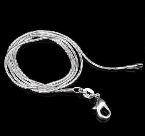 925 sterling silver cobra cadeia colar para mulher lagosta fechos suave cadeia moda jóias tamanho 1mm 16 18 20 22 24 polegada