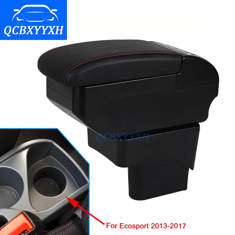 Dla FORD ECOSPORT 2013-2017 Podłokowa Centrum Storage Box Czarny Szary Kremowy Kolor ABS Skóra Z Zwycięzcą Pucharu Akcesoria Ashtray