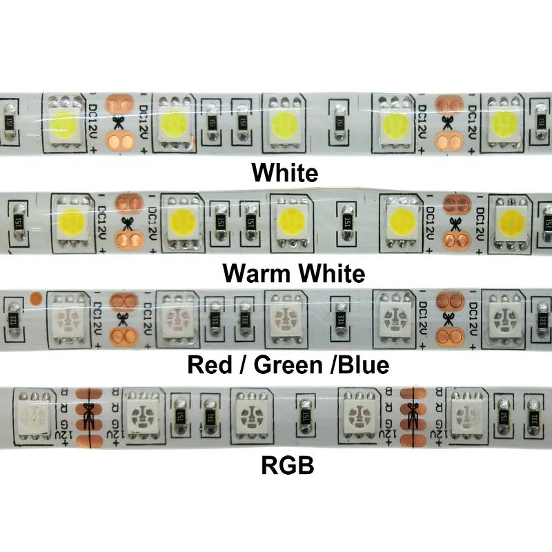 LED Strip Light pure white 5M Bright Ultra-White 5050 SMD warm white red blue Water-proof Flexible 300 LEDs DC 12V Car